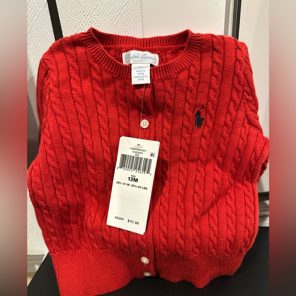 NWT Ralph Lauren cable knit button down sweater.